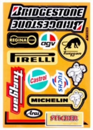 Stickerset merken - AGV/Bridgestone/Castrol/Pirelli/Regina