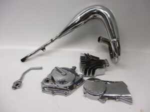 Chrome motor set voor Honda MTX80 HD06 (kort gebruikt, verchroomd bij Tolenaar in Rotterdam, dus top kwaliteit!)