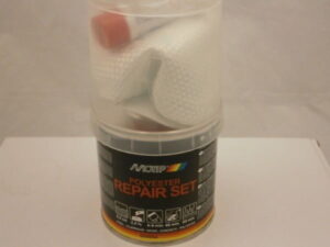 Reparatiekit, polyester 2K – Motip – 250gr – Geel, mat (000054) (incl. hars en glasvezel mat)